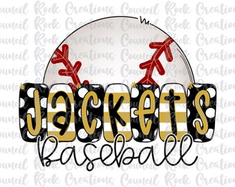 Jackets Baseball PNG, Polka Dots and Stripes, School Spirit, Game Day, Digital File, Sublimation Download, DTF