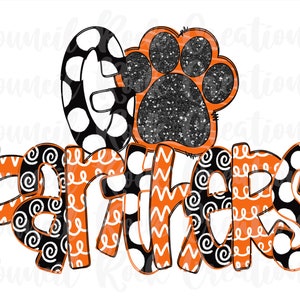 ¡Vamos Panthers! PNG / Letras de garabatos / Huella de pata / Archivo digital / Descarga por sublimación