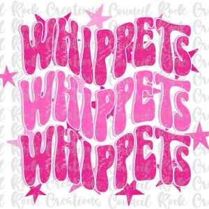 Retro Whippets PNG, Distressed, Stars, School Spirit, Team Spirit, Digital File, Sublimation Download, DTF