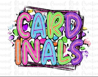 Cardinals PNG, Colorful Cheetah Print, School Spirit, Team Spirit, Digital Gile, Sublimation Download, DTF