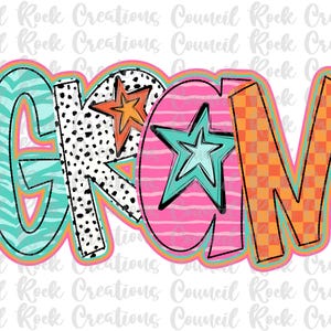 Gran png, Bunt, Kariert, Zebradruck, Dalmatiner Punkte, Handbeschriftet, Muttertag, Digitale Datei, Sublimation, DTF