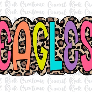 Eagles png, Colorful, Leopard Print, Mascot, School Spirit, Team Spirit, Digital Gile, Sublimation Download, DTF