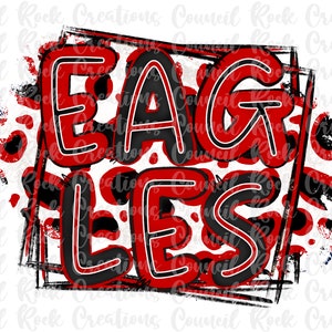 Eagles PNG, Doodle Letters, Cheetah Splash Frame, School Spirit, Digital File, Sublimation Download, DTF, Mascot