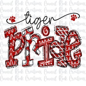 Tiger Pride PNG | Doodle Letters | School Spirit | Digital File | Sublimation Download