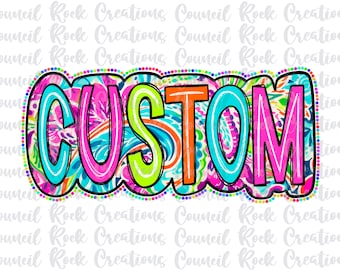 CUSTOM Made to Order Digital Png File, Scribble Doodle, Bright Paisley Floral, DTF, Sublimation, School Spirit, Occupation