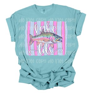 Lake Life PNG, Fun Fish, Cheetah Print, Stripes, Summer, Hand Lettered, Digital File, Sublimation Download, DTF image 3