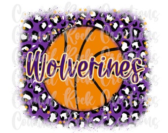 Wolverines Basketball PNG | Purple Cheetah Print | Digital File | Sublimation Download