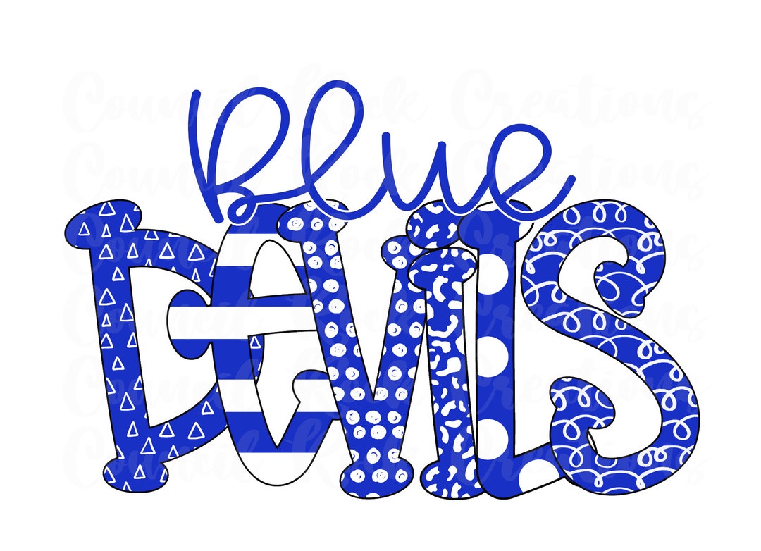 Blue Devils PNG Doodle Letters Digital File Sublimation - Etsy