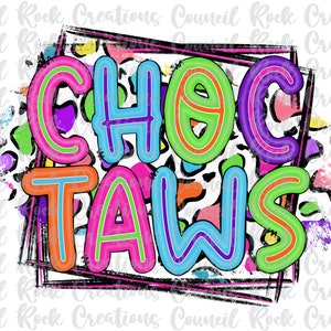 Choctaws PNG, Colorful Cheetah Print, School Spirit, Team Spirit,  Digital File, Sublimation Download, DTF