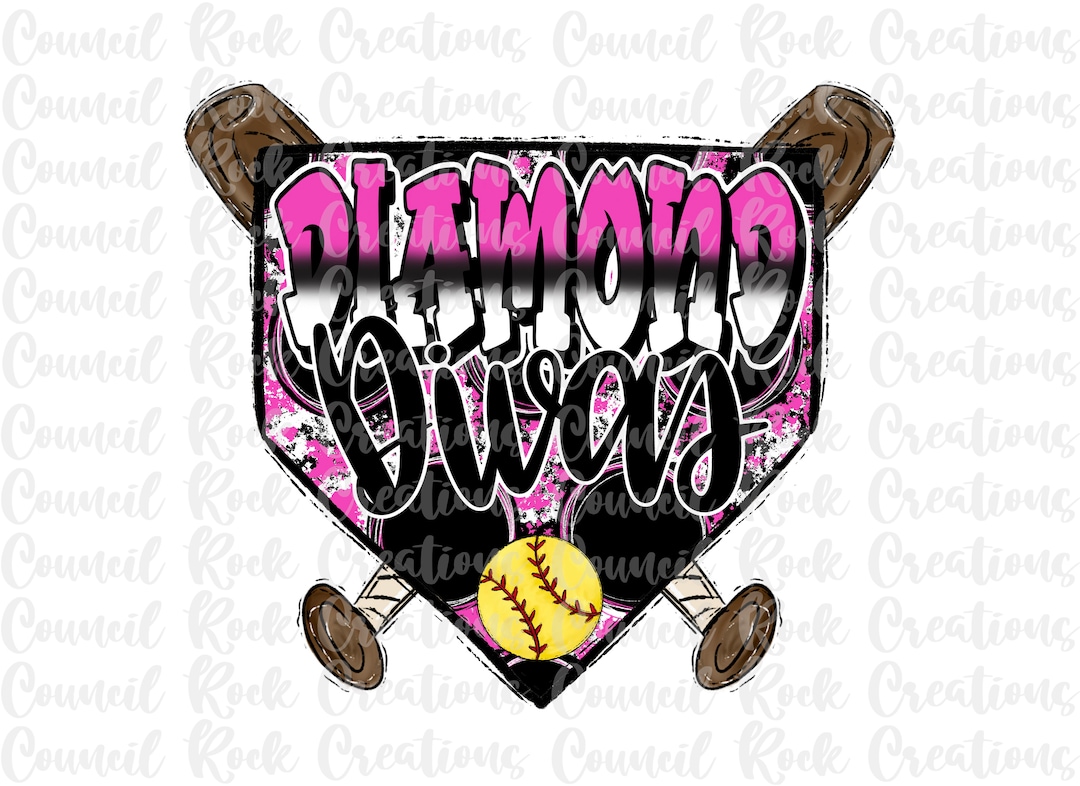 Diamond Divas Softball PNG, Graffiti, Polka Dot Home Plate, Game Day