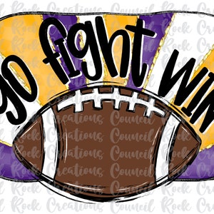 Go Fight Win Football, Checkered, Hand Lettered, School Spirit, Team Spirit, Digital File, Sublimation Download, DTF