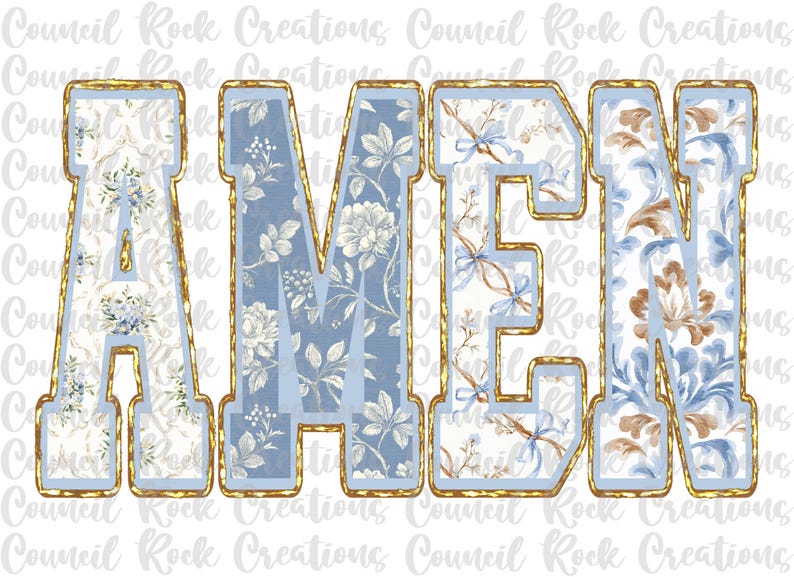 Amen Png, Vintage Floral, Toile, Hand Lettered, Glitzy Gold, Digital ...