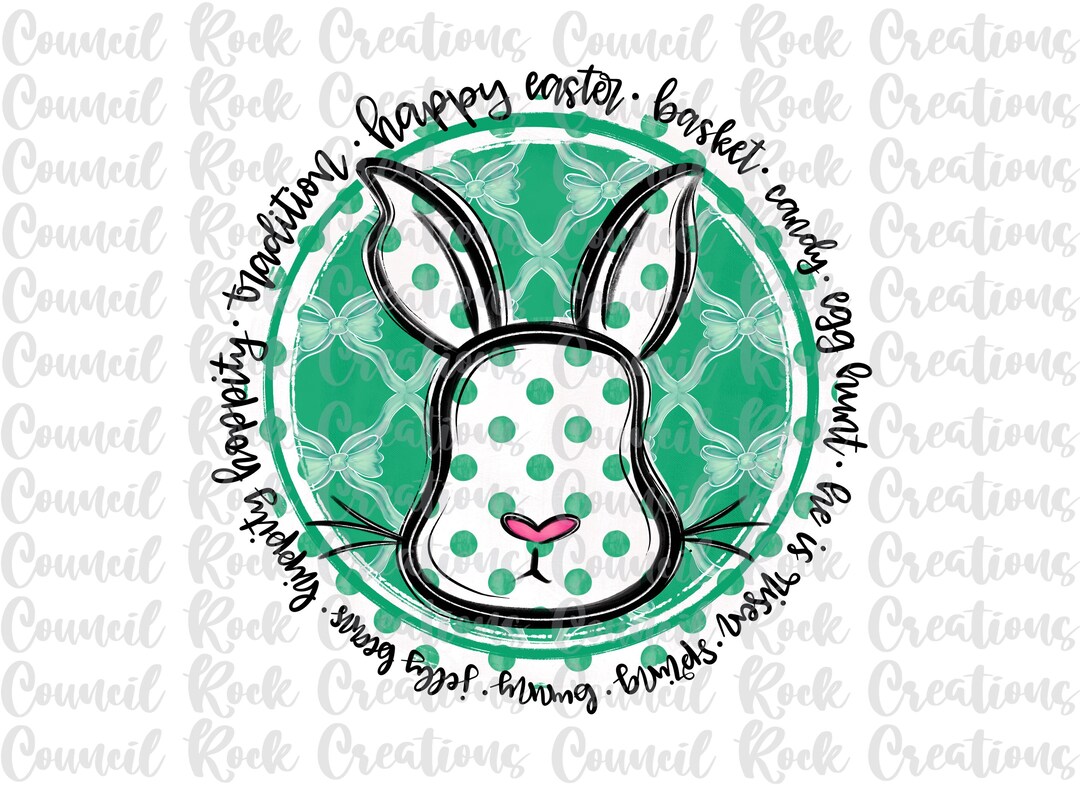 Polka Dots Bunny, Easter, Bow Background, Spring, Digital File ...