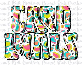 Cardinals PNG, Colorful Cheetah Print, School Spirit, Team Spirit, Digital File, Sublimation Download, DTF, Mascot