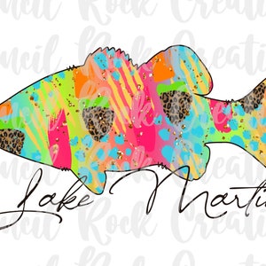Lake Martin Funky Fish PNG | Bass | Cheetah Print | Digital File | Sublimation Download
