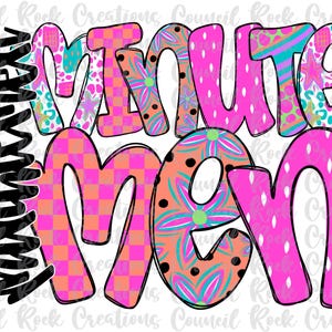 Minutemen png, Colorful, Funky and Fun, School Spirit, Mascot, Hand Lettered, Digital File, Sublimation Download, DTF