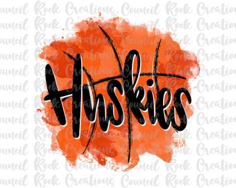 Huskies Basketball Splatter PNG, Spirito scolastico, Sport, Mascotte, File digitale, Download sublimazione, DTF
