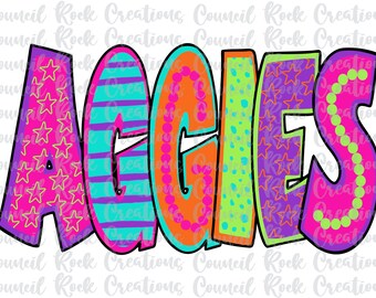Aggies PNG, Colorful, School Spirit, Team Spirit, Digital Gile, Sublimation Download, DTF