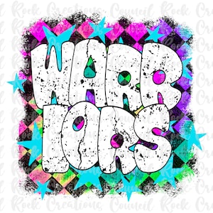Warriors  PNG, Colorful Checkered Mascot, School Spirit, Team Spirit, Digital File, Sublimation Download, DTF