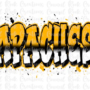 May include: A graphic design featuring the word "APACHES" in a bold, black and yellow graffiti style. The text is set against a white background with black and yellow splatters.