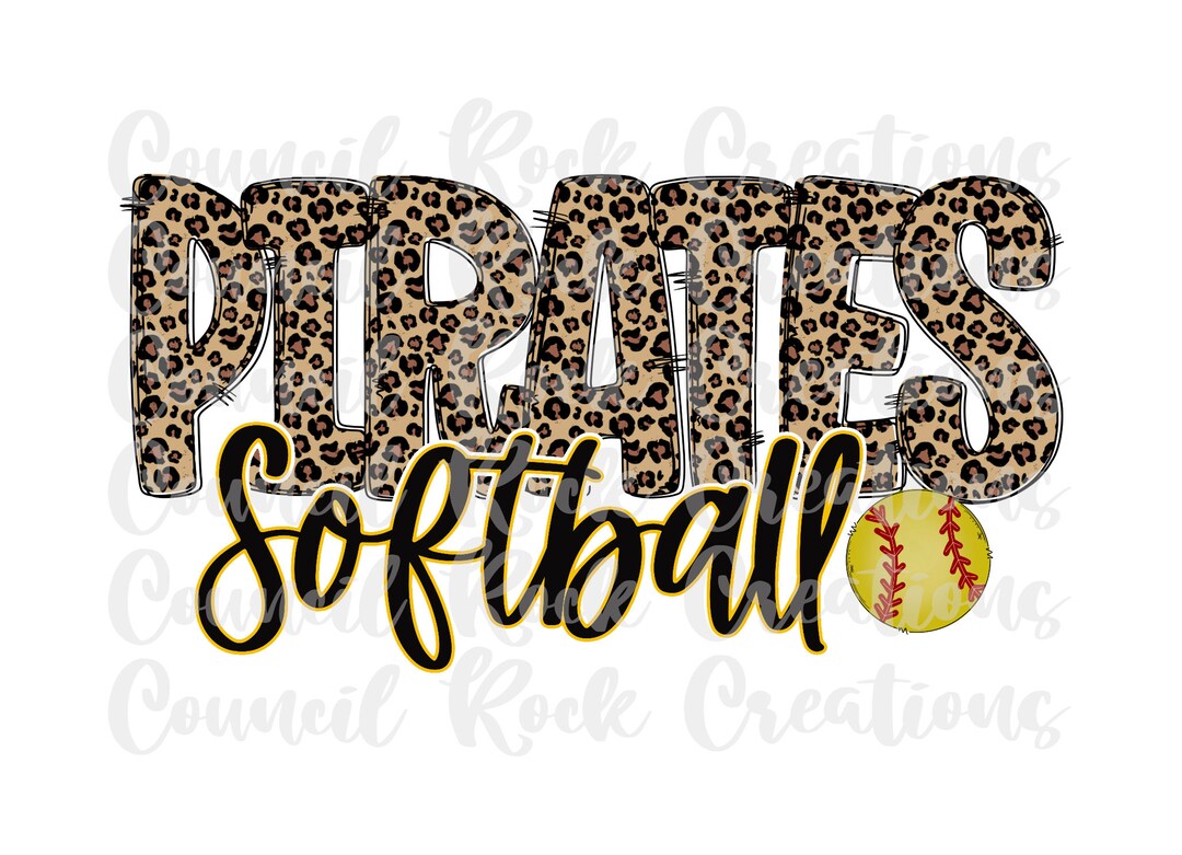 Pirates Softball PNG Cheetah Print Doodle Letters Digital File Sublimation Download - Etsy