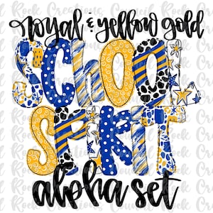 Conjunto Alfabeto Escolar PNG, Oro Real y Amarillo, Letras Garabateadas, Letras a Mano, 6 Patrones, Alfabeto