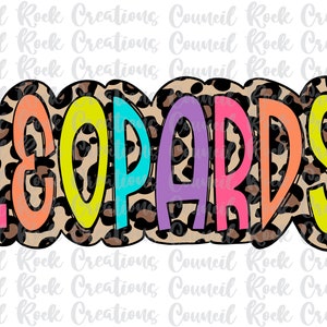 Leopards PNG, Colorful, Leopard Print, Mascot, School Spirit, Team Spirit, Digital Gile, Sublimation Download, DTF
