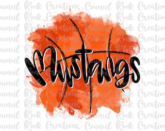 Mustangs Basketball Splatter PNG, School Spirit, Sports, Mascot, Digital File, Sublimation Download, DTF