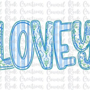 PNG adorable, Floral azul, Rayas, Letras a mano, Día de la Madre, Archivo digital, Sublimación, DTF