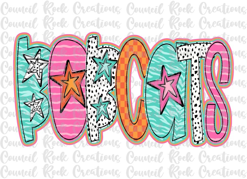 Bobcats Png, Colorful, Checkered, Zebra Print, Dalmatian Dots, Hand ...