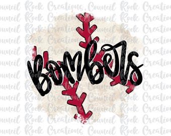 Bombers Baseball Splatter PNG, School Spirit, Sports, Mascot, Digital File, Sublimation Download, DTF