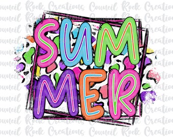 Summer PNG, Colorful Cheetah Print, Digital File, Sublimation Download, DTF