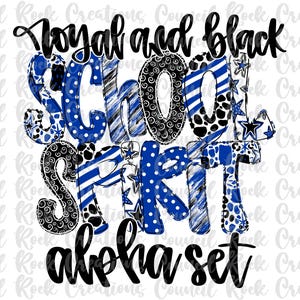 Conjunto Alfa do Espírito Escolar PNG, Azul e Preto, Letras Rabiscadas, Letras à Mão, 6 Padrões, Alfabeto