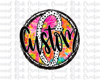 Custom Made to Order Digital File PNG, Dalmatian Dots Doodle Letter, Tropical Floral Background, Mascot, School Spirit, DTF, Sublimation