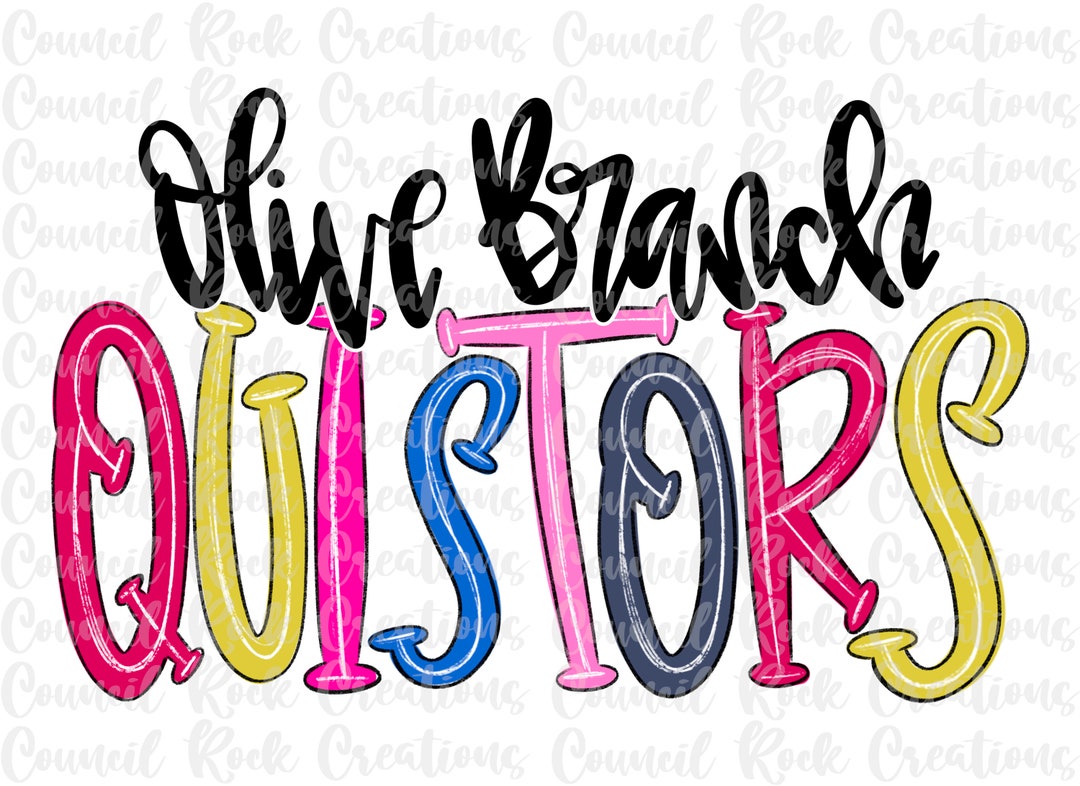 Olive Branch Quistors PNG, Colorful Scribble, Hand Lettered, School