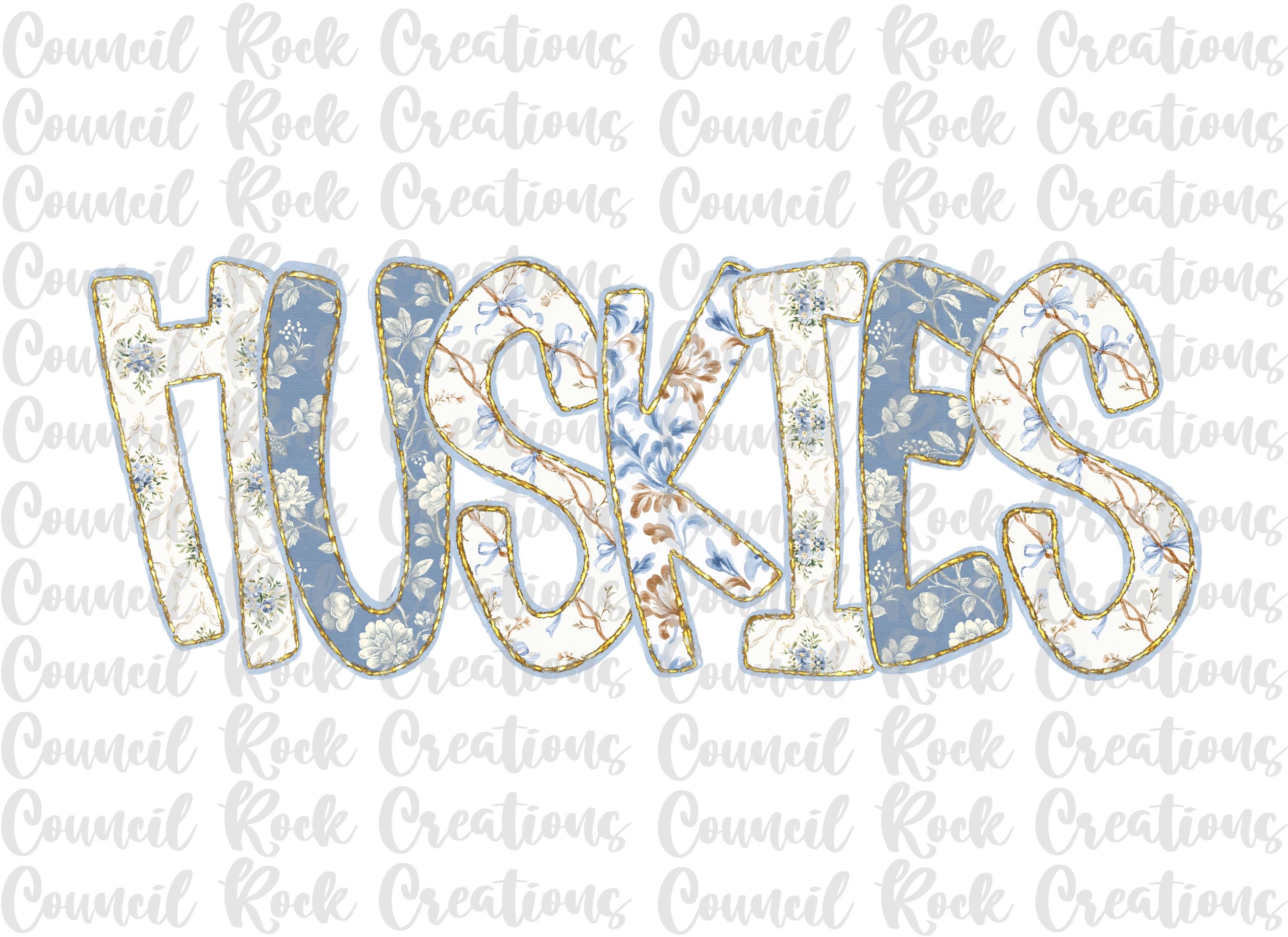 Husky M Lettering Huskies Png, Floral, Toile, Hand Lettered, Glitzy Gold, Mascot, School ...