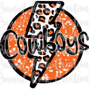 Cowboys PNG | Lightning Bolt | Cheetah Print | Digital File | Sublimation Download