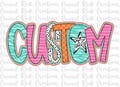CUSTOM Made to Order Digital Png File, Hand Lettered Doodle, Zebra Print,Dalmatian Dots, Business Names and Mascot/Words that are not Common