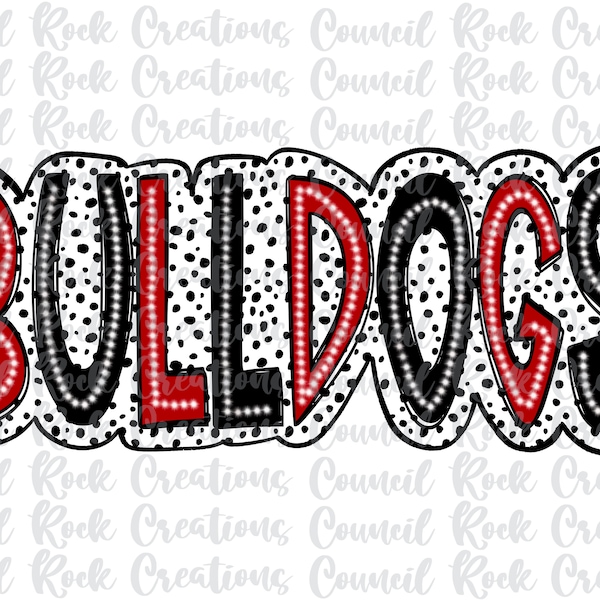 Bulldogs PNG, Dalmatian Dots, Mascot, School Spirit, Team Spirit, Digital File, Sublimation Download, DTF