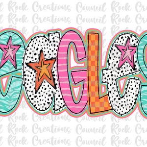 Águias png, Colorido, Xadrez, Estampa de zebra, Pontos dálmatas, Letras à mão, Espírito escolar, Mascote, Arquivo digital, Sublimação, DTF