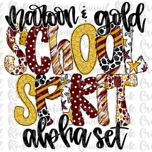 Conjunto Alfa do Espírito Escolar PNG, Marrom e Dourado, Letras Rabiscadas, Letras à Mão, 6 Padrões, Alfabeto