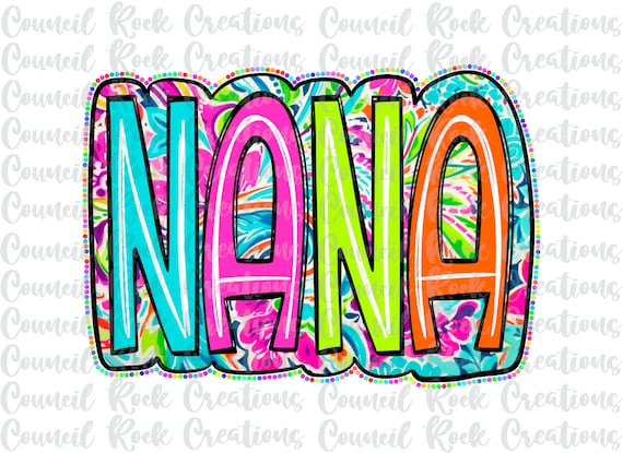 Nana PNG, Scribble Doodle, Bright Paisley Floral, Digital File