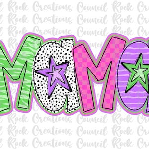 Mamá png, colorido, cuadros, estampado de cebra, lunares dálmatas, letras a mano, día de la madre, archivo digital, sublimación, DTF