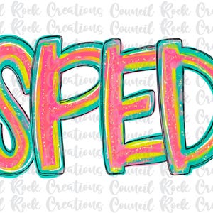 SPED Lehrer PNG, bunte schmierige Farbe, handbeschriftet, Schule, Beruf, digitale Datei, Sublimations-Download, DTF