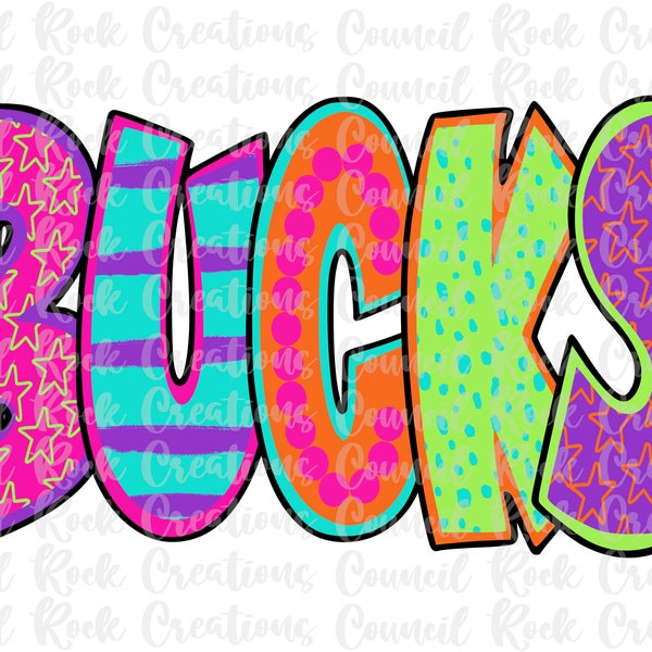 Bucks PNG, Colorful, School Spirit, Team Spirit, Digital File, Sublimation Download, DTF