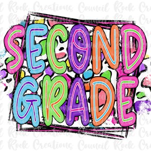 Tweede leerjaar PNG, kleurrijke cheetah-print, schoolgeest, leerjaar, digitale Gile, sublimatie downloaden, DTF