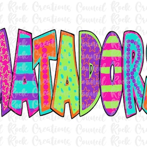 Matadors PNG, Colorful, School Spirit, Team Spirit, Digital File, Sublimation Download, DTF