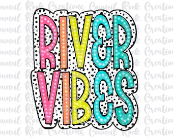 River Vibes PNG, Summer, Bright Doodle, Dalmatian Dots, Digital File, Sublimation Download, DTF
