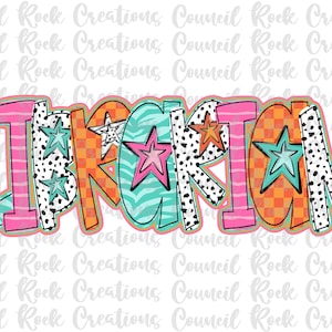Bibliothekar PNG, bunt, Dalmatiner Punkte, kariert, Sterne, handgeschrieben, Schule, Beruf, digitale Datei, Sublimations-Download, DTF