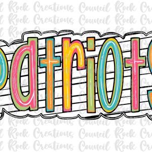 Patriots png, Colorful, Black White Stripes, Mascot, School Spirit, Team Spirit, Digital Gile, Sublimation Download, DTF